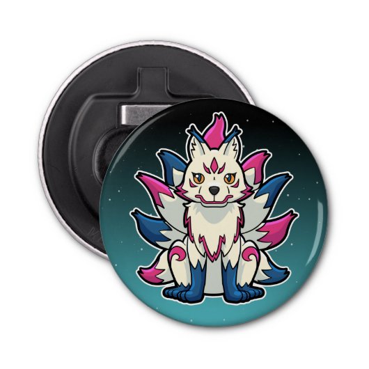 Nine-Tailed Fox- Kyuubi Kitsune Button Flesopener (Voorkant)