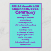 Nineties Paarse op Blauwgroen bruiloft Programma (Voorkant)