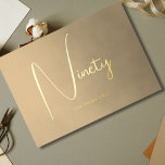 Ninetieth 90th Homme Anniversaire Invitation<br><div class="desc">Une élégante feuille d'or mâle 90e invitation anniversaire. Supprimez le mot surprise si cela n'est pas nécessaire. Modifiez les informations pour votre propre invitation d'anniversaire personnalisée. L'âge peut aussi être changé à n'importe quel âge,  pas seulement quatre-vingt-dix ans.</div>