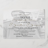 Ninetieth 90th Homme Birthday Photo Invitation (Verso)