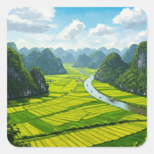 Ninh Binh Vietnam Reizen Vierkante Sticker