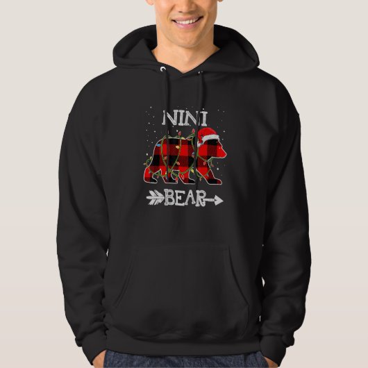 Nini Beer, Rode Buffel Plaid Moeder Beer Pyjama Hoodie (Voorkant)