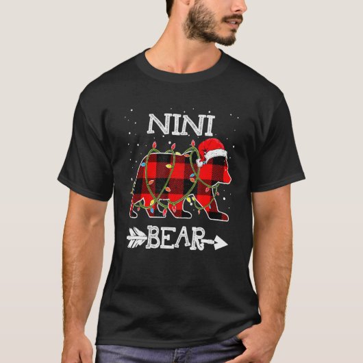 Nini Beer, Rode Buffel Plaid Moeder Beer Pyjama T-shirt (Voorkant)