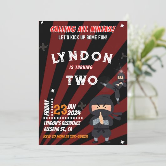 Ninja Anniversaire Fête Invitation (Debout devant)