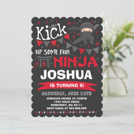 Ninja Anniversaire Invitation Karate Anniversaire (Debout devant)