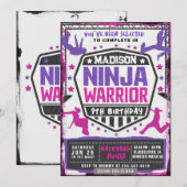 Ninja Athletic Warrior Roze Paarse Verjaardagsfees Kaart (Voorkant / Achterkant)