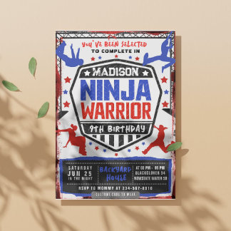 Ninja Athletic Warrior verjaardagsfeestje uitnodig Kaart