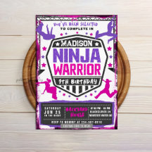 Ninja atletische krijger roze paarse verjaardagsfe
