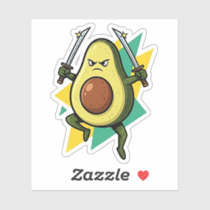 Ninja Avocado Cartoon – Grappige Fruit Warrior Vec Sticker