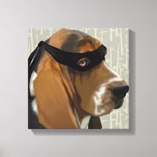 Ninja Basset Hound Dog Canvas Afdruk (Voorkant)