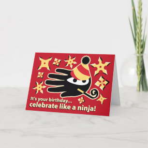 Ninja Birthday Card. Viel als een ninja Kaart