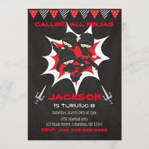 Ninja Birthday Invitation, Ninja Birthday Party Kaart