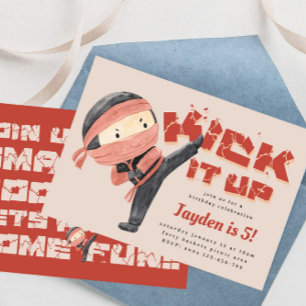 Ninja Birthday, Karate Martial Arts, Kick It Up Kaart