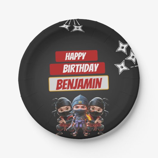 Ninja Birthday Papieren Bordje (Voorkant)