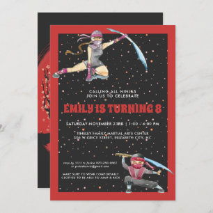 Ninja Birthday Party Invitation Kaart