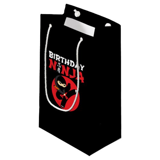 Ninja Birthday Party Theme - Birthday Ninja Design Klein Cadeauzakje (Voorkant Gekanteld)