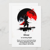 Ninja Birthday Uitnodiging (Voorkant / Achterkant)