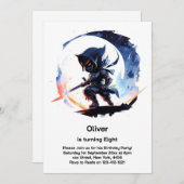Ninja Birthday Uitnodiging (Voorkant / Achterkant)
