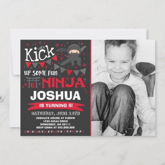 Ninja Birthday Uitnodiging Karate Birthday Party (Voorkant)