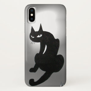 NINJA BLACK CAT Grey White iPhone X Hoesje