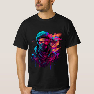 ninja Bold 80's Retro Synthwave Graphic T-shirt