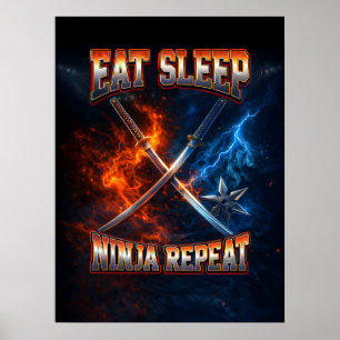 Ninja Bootleg Retro Vintage Stijl Poster