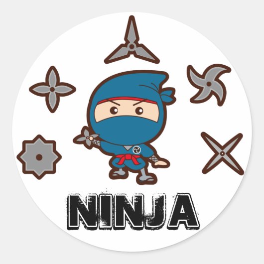 Ninja Boy Ronde Sticker (Voorkant)