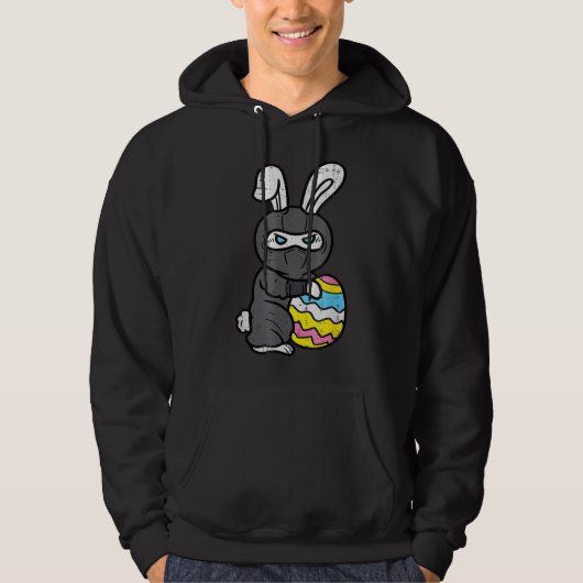 Ninja Bunny Rabbit Egg Cute Easter Day Boys Kinder Hoodie (Voorkant)