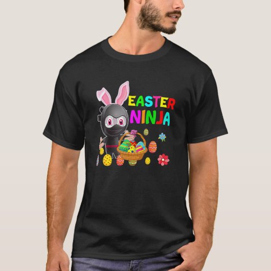 Ninja Bunny Rabbit Egg Cute Easter Day Boys Kinder T-shirt (Voorkant)