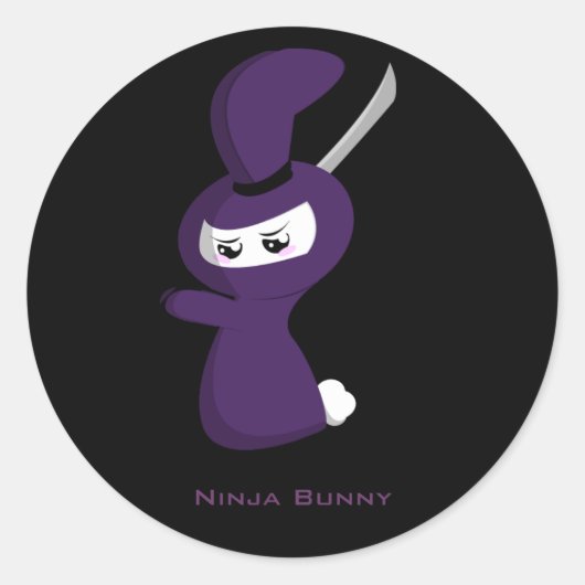 Ninja Bunny Ronde Sticker (Voorkant)