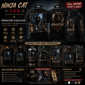 Ninja Cat 3D Japonais| Conception de T-Shirt