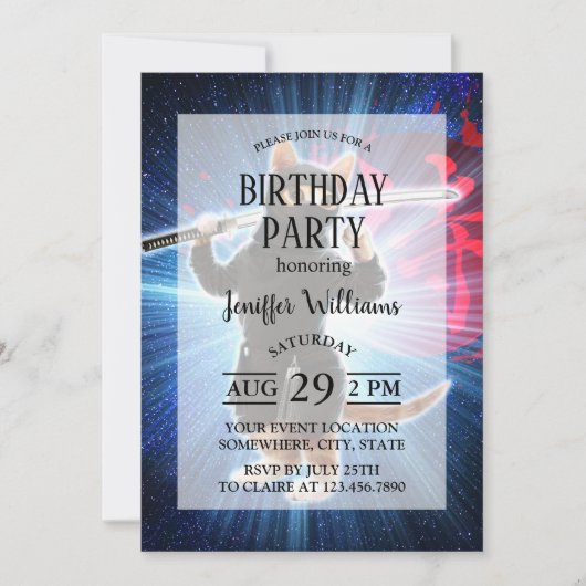 Ninja Cat in de ruimte. Kaart (Voorkant)