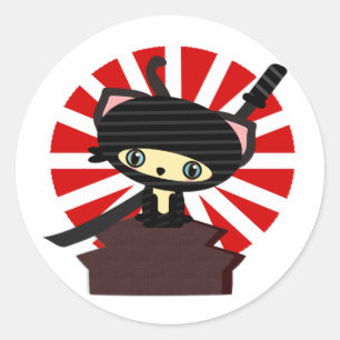Ninja Cat Kawaii Ronde Sticker