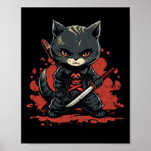 Ninja Cat Samurai Kat Poster