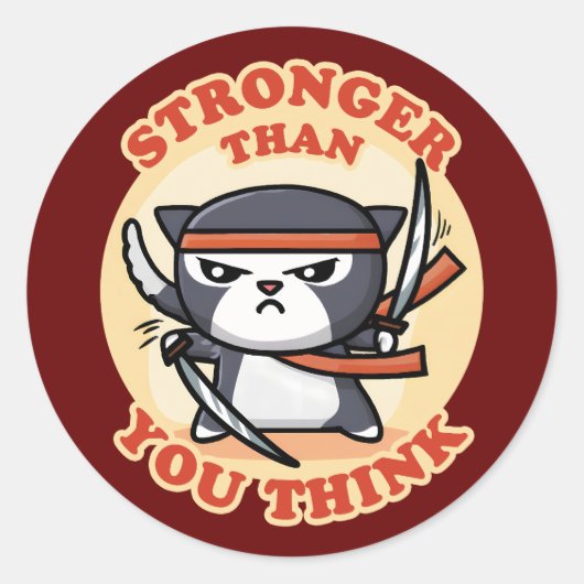 Ninja Cat | Sterker dan je denkt Ronde Sticker (Voorkant)
