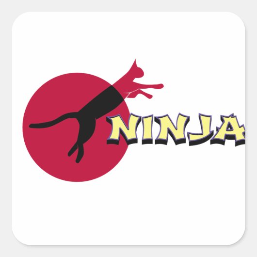 Ninja Cat Vierkante Sticker (Voorkant)