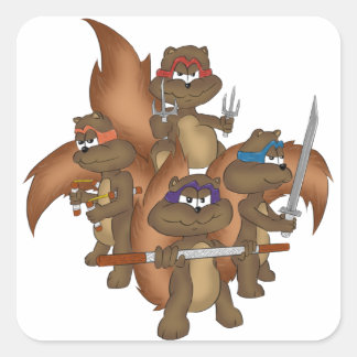 Ninja Eekhoorns Vierkante Sticker