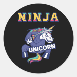 Ninja Eenhoorn Karate Eenhoorn Kickboksen Vechtkun Ronde Sticker
