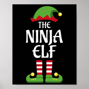 Ninja Elf Familie Matching Groep Kerst Outfit Poster