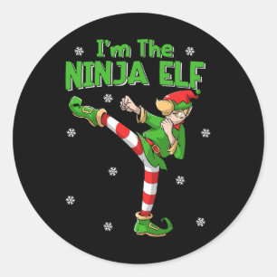 Ninja Elf Karate Taekwondo Vechtkunst Mma Kerstmis Ronde Sticker