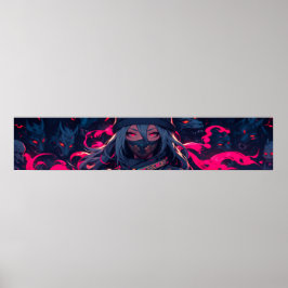 Ninja en haar wolven anime kunst poster