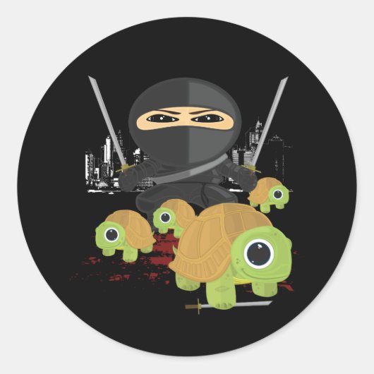 Ninja en Turtles Ronde Sticker (Voorkant)