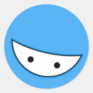 Ninja Face (blauw) Ronde Sticker