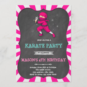 Ninja fille fête d'anniversaire Invitation