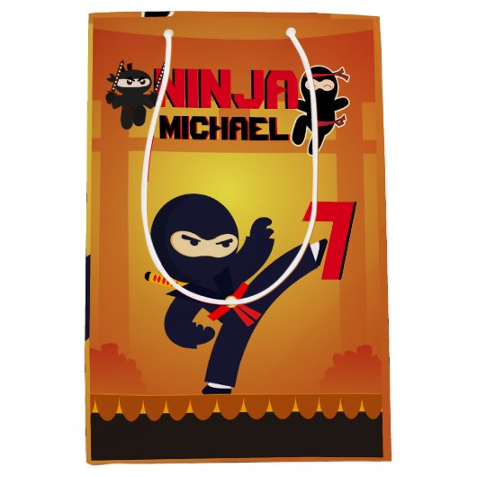 NINJA Film Ster Warrior Trapper Karate Kids Medium Cadeauzakje (Voorkant)