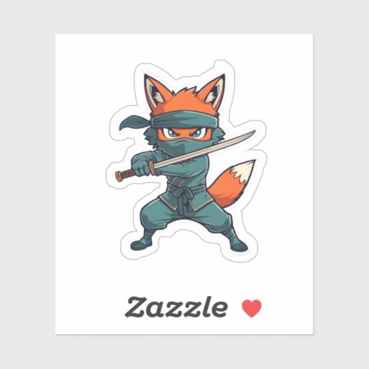 Ninja Fox Sticker – Cute Fox Vinyl Decal (Feuille)