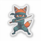 Ninja Fox Sticker – Cute Fox Vinyl Decal (Devant)
