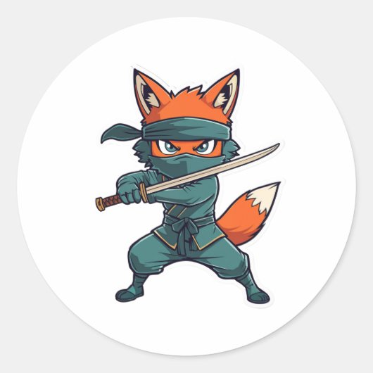Ninja Fox Sticker – Mooie Vos Vinyl Decal (Voorkant)