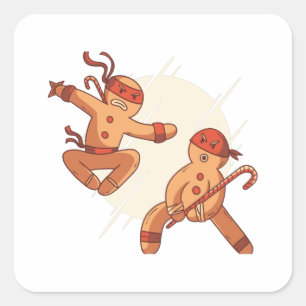 Ninja gingerbrood vierkante sticker