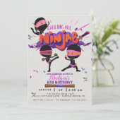 Ninja Girl Birthday Uitnodiging (Staand voorkant)